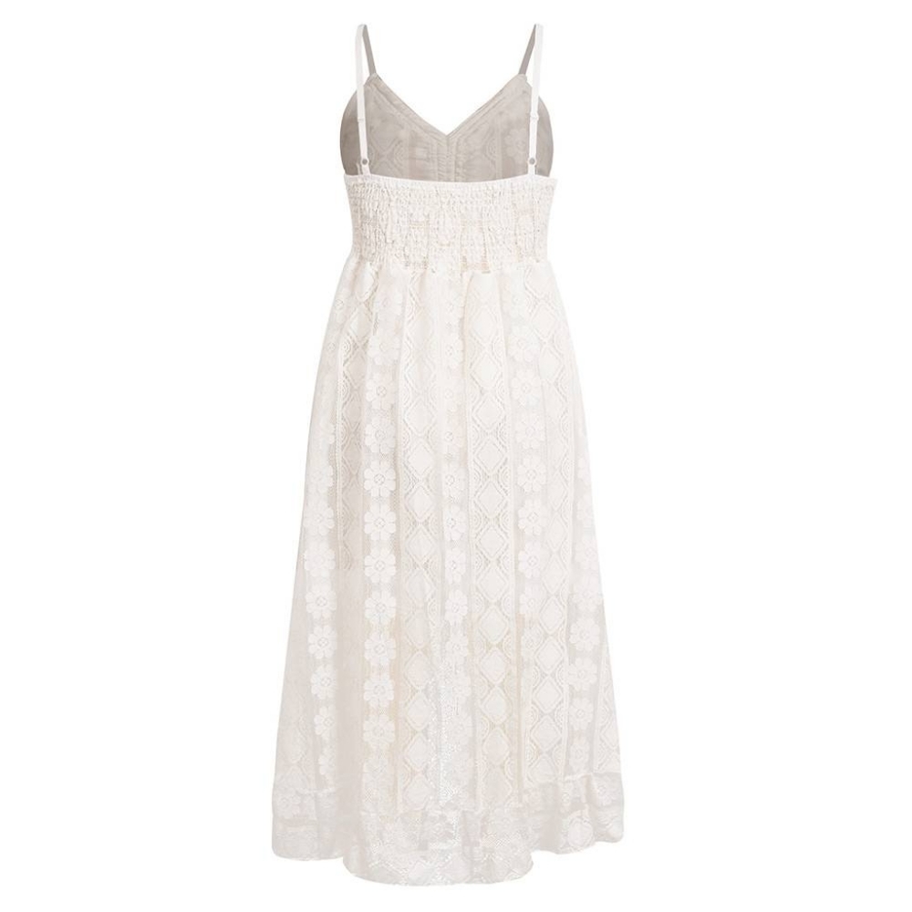 New Boho White Lace Beach Wedding Party Dress - Picture 7 of 8